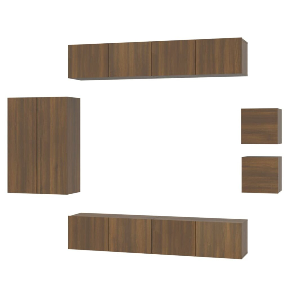 (Brown oak, 80 x 30 x 30 cm (L x W x H)) vidaXL TV Cabinet Set 8 Piece Engineered Wood Multi Colours 30.5x30x110/90 cm