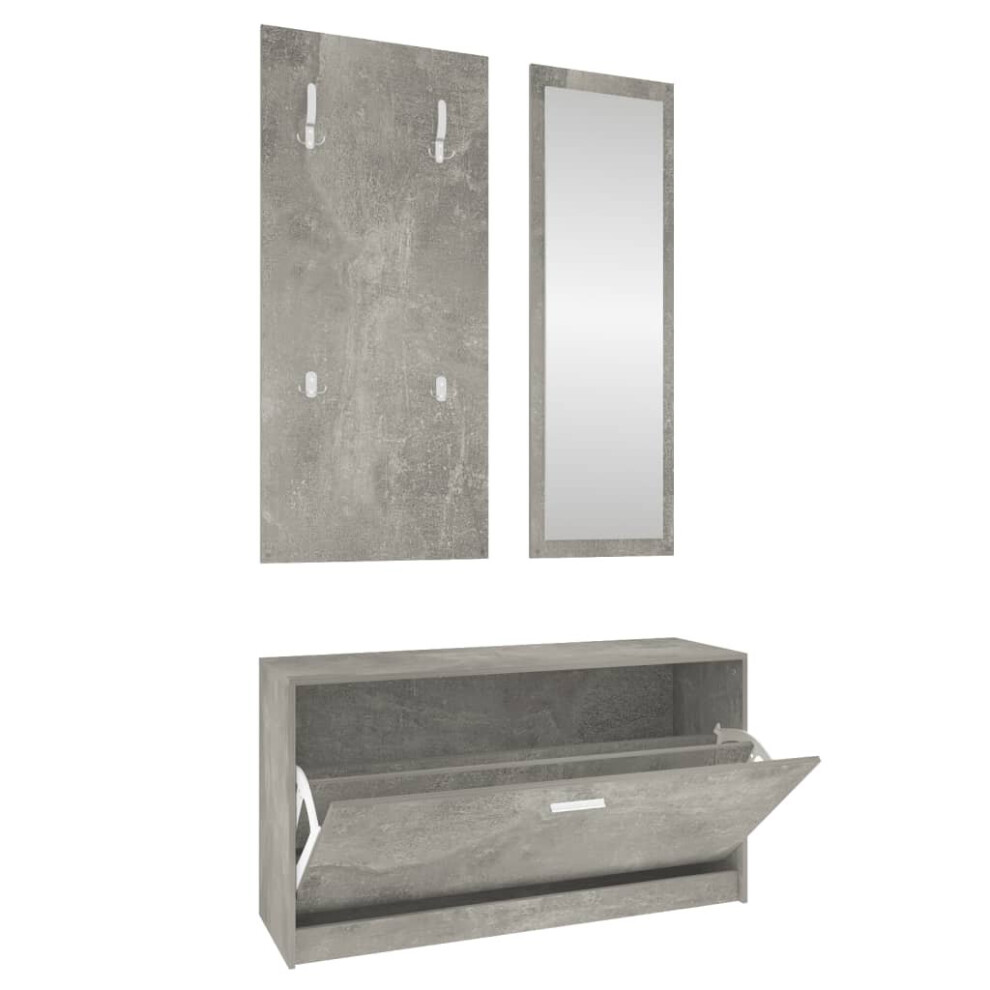 Vidaxl (Concrete ) 3-In-1 Wooden Shoe Cabinet Set Organiser Storage Rack Multi Colours Grey
