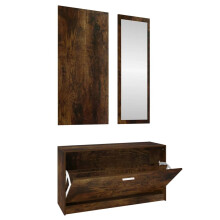 (Smoked oak) vidaXL 3-in-1 Wooden Shoe Cabinet Set Organiser Storage Rack Multi Colours