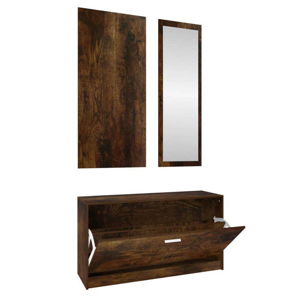 (Smoked oak) vidaXL 3-in-1 Wooden Shoe Cabinet Set Organiser Storage Rack Multi Colours