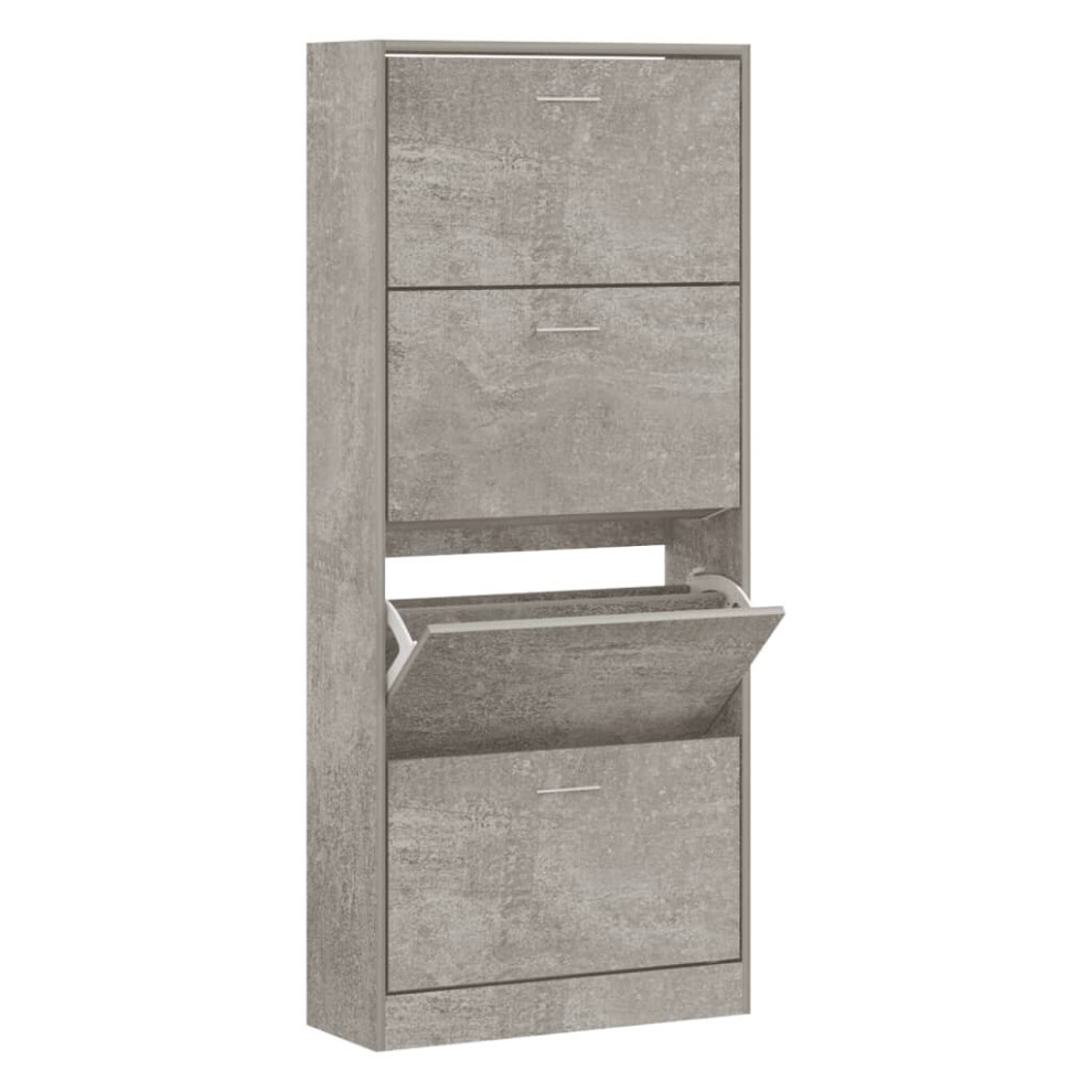 (Concrete grey, 63 x 24 x 147 cm (W x D x H)) New Wood Shoe Cabinet 2Drawer Storage Cupboard Rack Shelf Multi Colours/Sizes