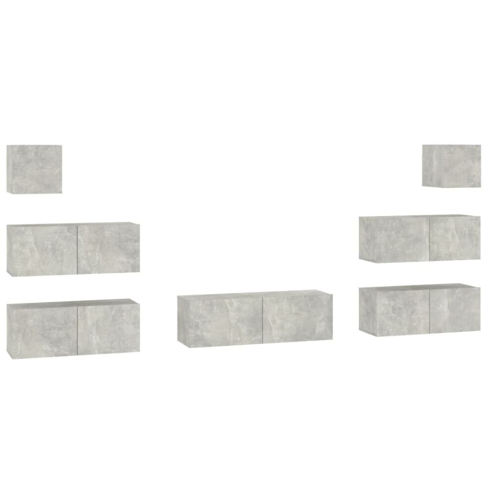 Photos - Mount/Stand VidaXL   TV Cabinet Set 7 Piece Engineered Wood Media TV Console Multi Colours Grey 3114545 (Concrete grey)