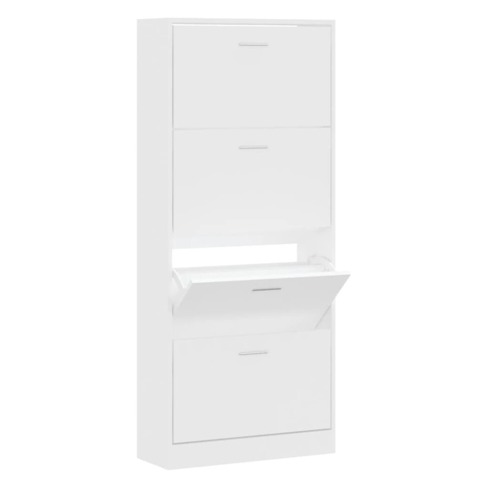 Vidaxl (White, 63 X 24 X 147 Cm (W X D X H)) New Wood Shoe Cabinet 2Drawer Storage Cupboard Rack Shelf Multi Colours/Sizes