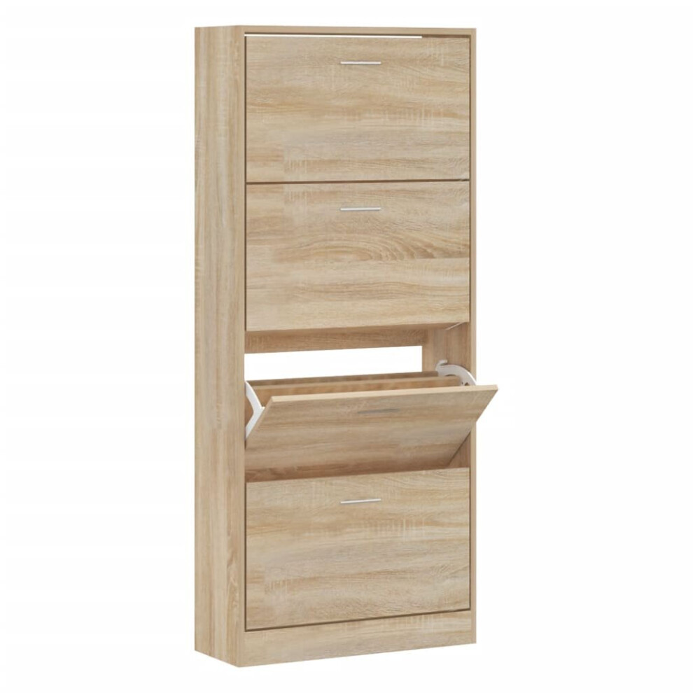 Vidaxl (Sonoma Oak, 63 X 24 X 147 Cm (W X D X H)) New Wood Shoe Cabinet 2Drawer Storage Cupboard Rack Shelf Multi Colours/Sizes