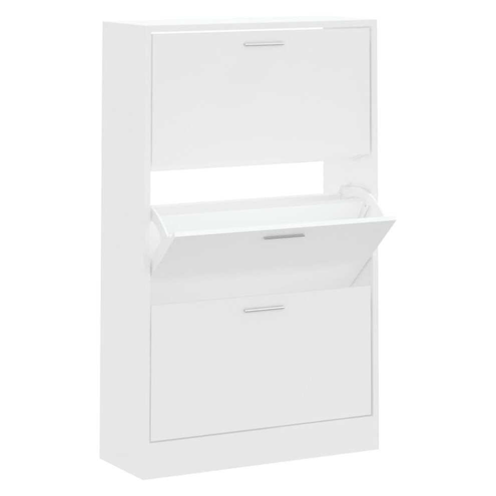 (White, 63 x 24 x 103 cm (W x D x H)) New Wood Shoe Cabinet 2Drawer Storage Cupboard Rack Shelf Multi Colours/Sizes