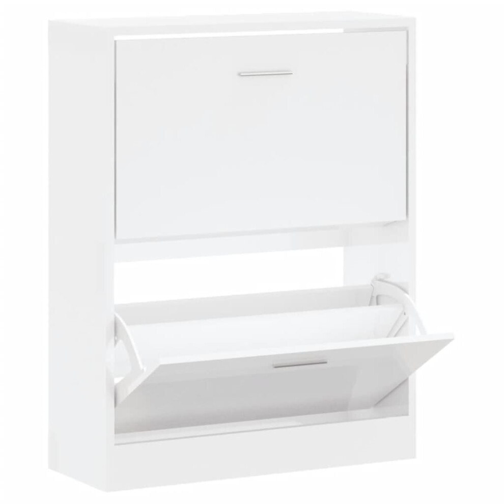 Vidaxl (High Gloss White, 63 X 24 X 81 Cm (W X D X H)) New Wood Shoe Cabinet 2Drawer Storage Cupboard Rack Shelf Multi Colours/Sizes