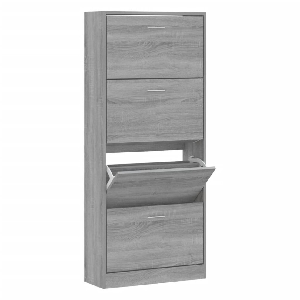 Vidaxl (Grey Sonoma, 63 X 24 X 147 Cm (W X D X H)) New Wood Shoe Cabinet 2Drawer Storage Cupboard Rack Shelf Multi Colours/Sizes