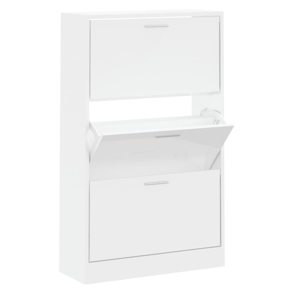Vidaxl (High Gloss White, 63 X 24 X 103 Cm (W X D X H)) New Wood Shoe Cabinet 2Drawer Storage Cupboard Rack Shelf Multi Colours/Sizes