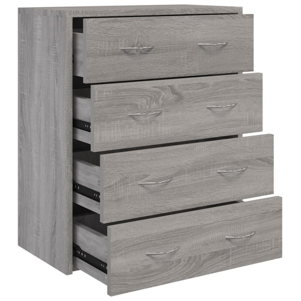 Vidaxl (Grey Sonoma) Sideboard With 4 Drawers Storage Organiser Cupboard Console Cabinet