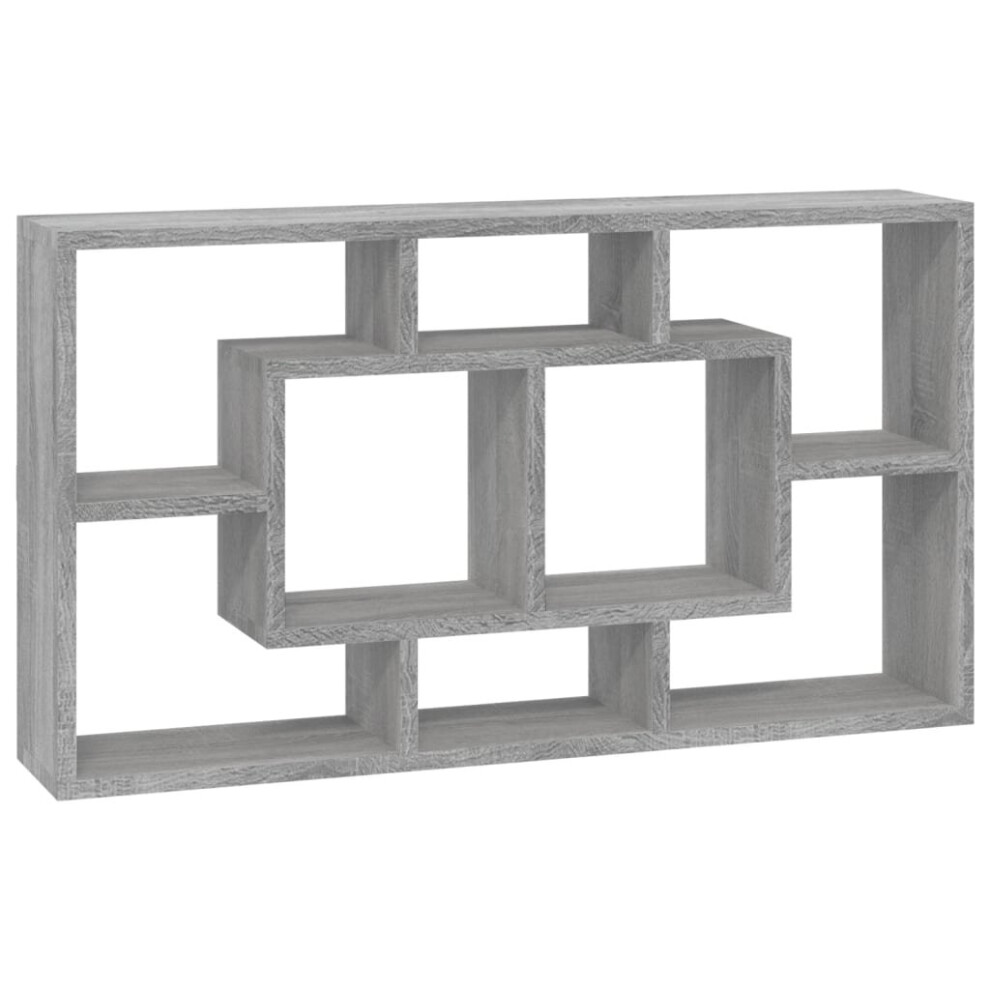 (Grey sonoma) vidaXL Floating Wall Display Shelf 8 Compartments Hanging Rack Floating Shelf