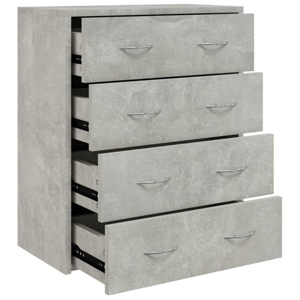 (Concrete grey) vidaXL Sideboard with 4 Drawers Storage Organiser Cupboard Console Cabinet