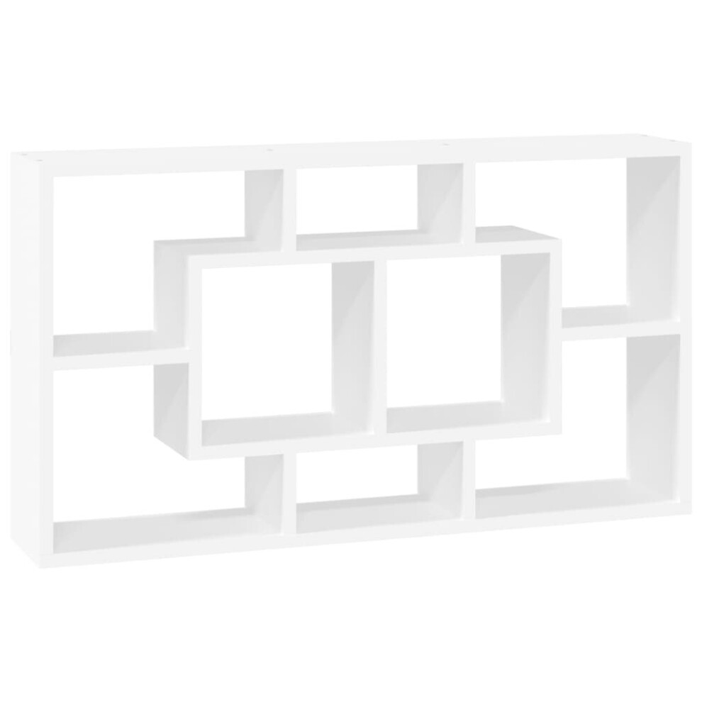 Vidaxl (High Gloss White) Floating Wall Display Shelf 8 Compartments Hanging Rack Floating Shelf