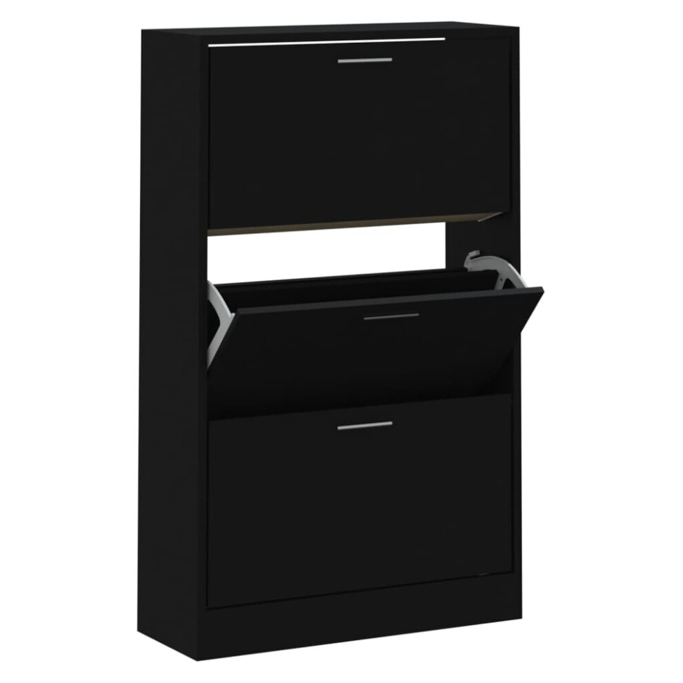 New Vidaxl (, 63 X X 103 Cm (W X D X H)) Wood Shoe Cabinet 2Drawer Storage Cupboard Rack Shelf Multi Colours/Sizes Black 342552 Size 24