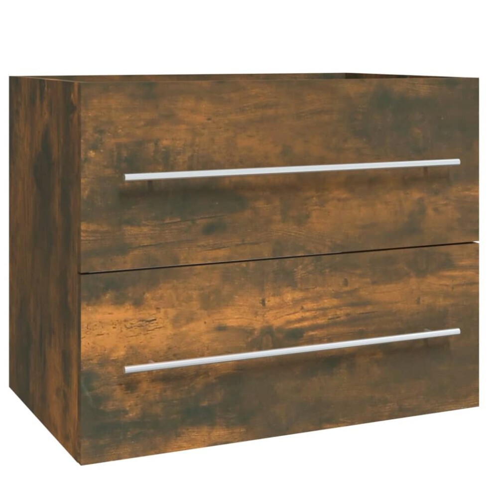 (Smoked oak) vidaXL Bathroom Furniture Set 2 Piece Storage Cabinet Cupboard Engineered Wood