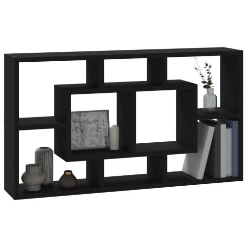VidaXL (Black) vidaXL Floating Wall Display Shelf 8 Compartments Hanging Rack Floating Shelf 2