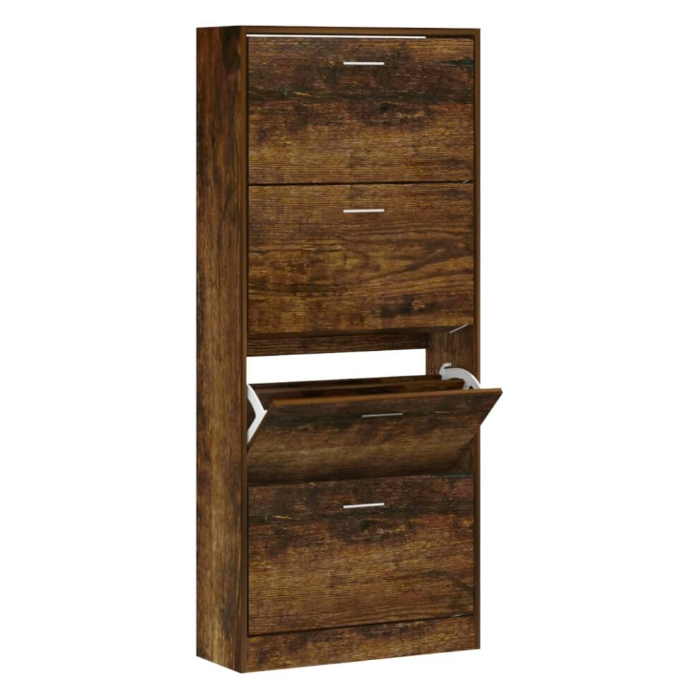 Vidaxl (Smoked Oak, 63 X 24 X 147 Cm (W X D X H)) New Wood Shoe Cabinet 2Drawer Storage Cupboard Rack Shelf Multi Colours/Sizes