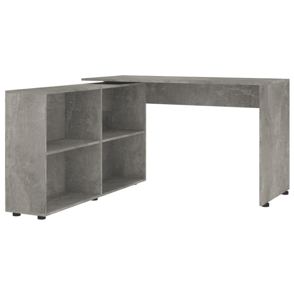 (Concrete grey) Corner Desk 4 Shelves Computer Office Home Study Table Furniture Oak/White