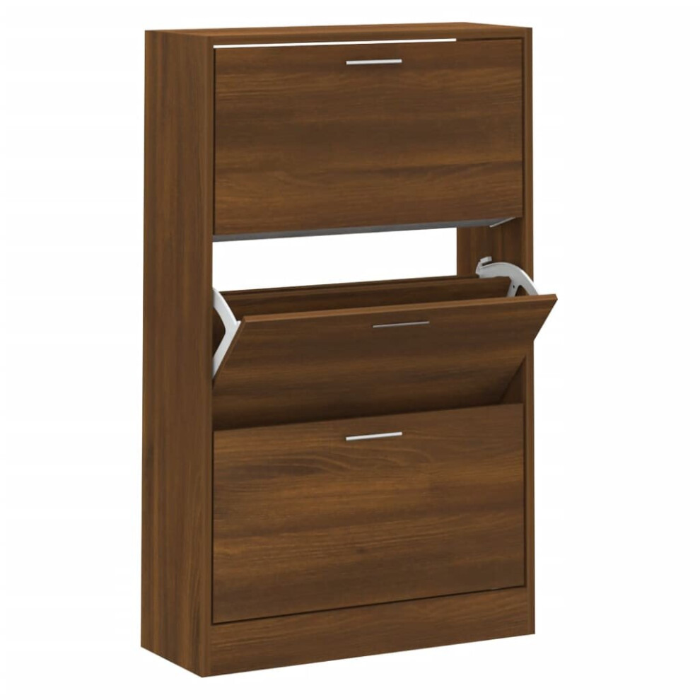 Vidaxl ( Oak, 63 X X 103 Cm (W X D X H)) New Wood Shoe Cabinet 2Drawer Storage Cupboard Rack Shelf Multi Colours/Sizes Brown Size 24