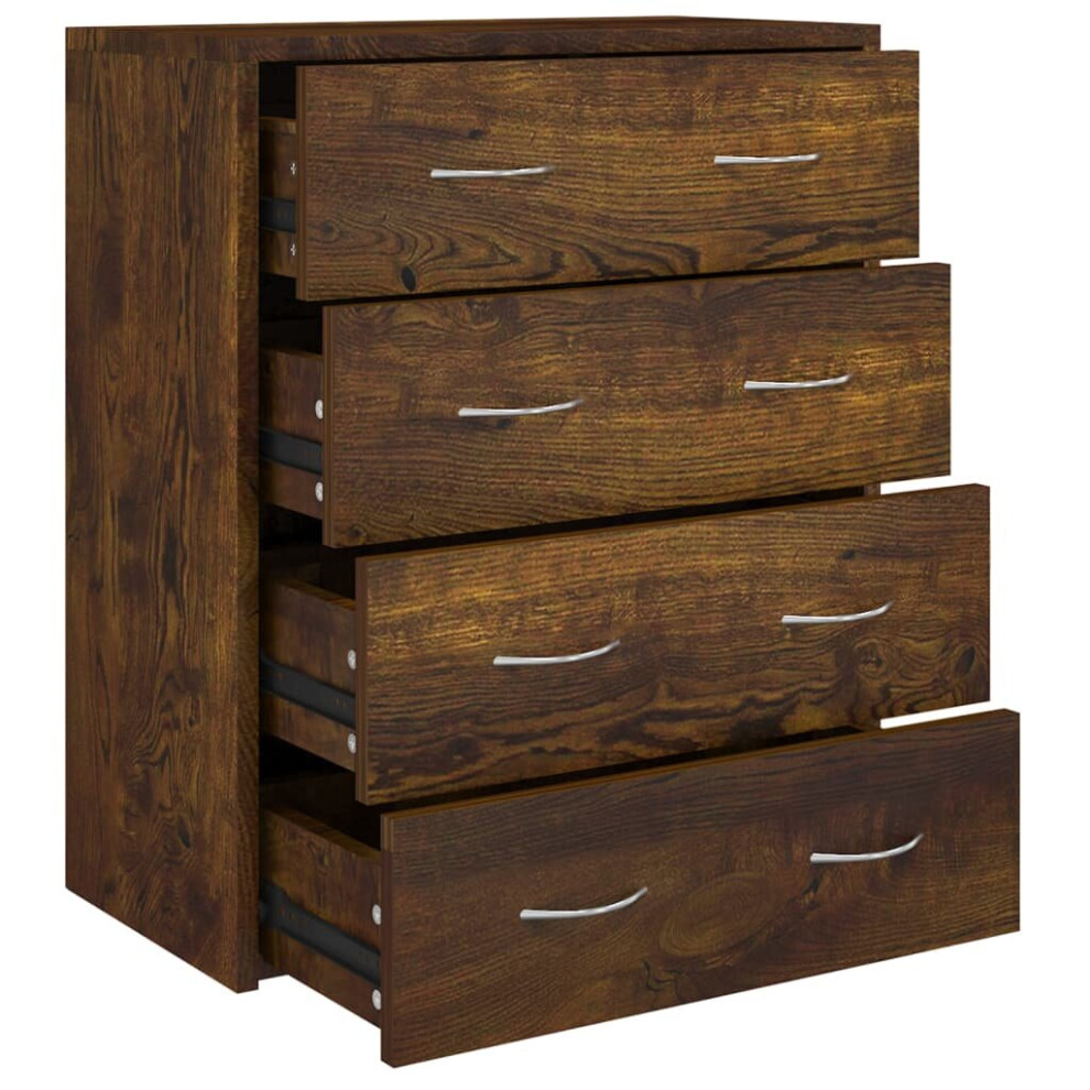 Vidaxl (Smoked Oak) Sideboard With 4 Drawers Storage Organiser Cupboard Console Cabinet