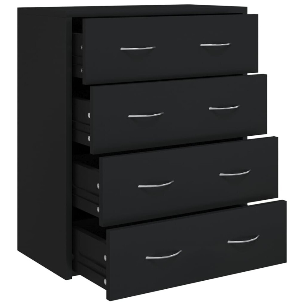Vidaxl (Black) Sideboard With 4 Drawers Storage Organiser Cupboard Console Cabinet
