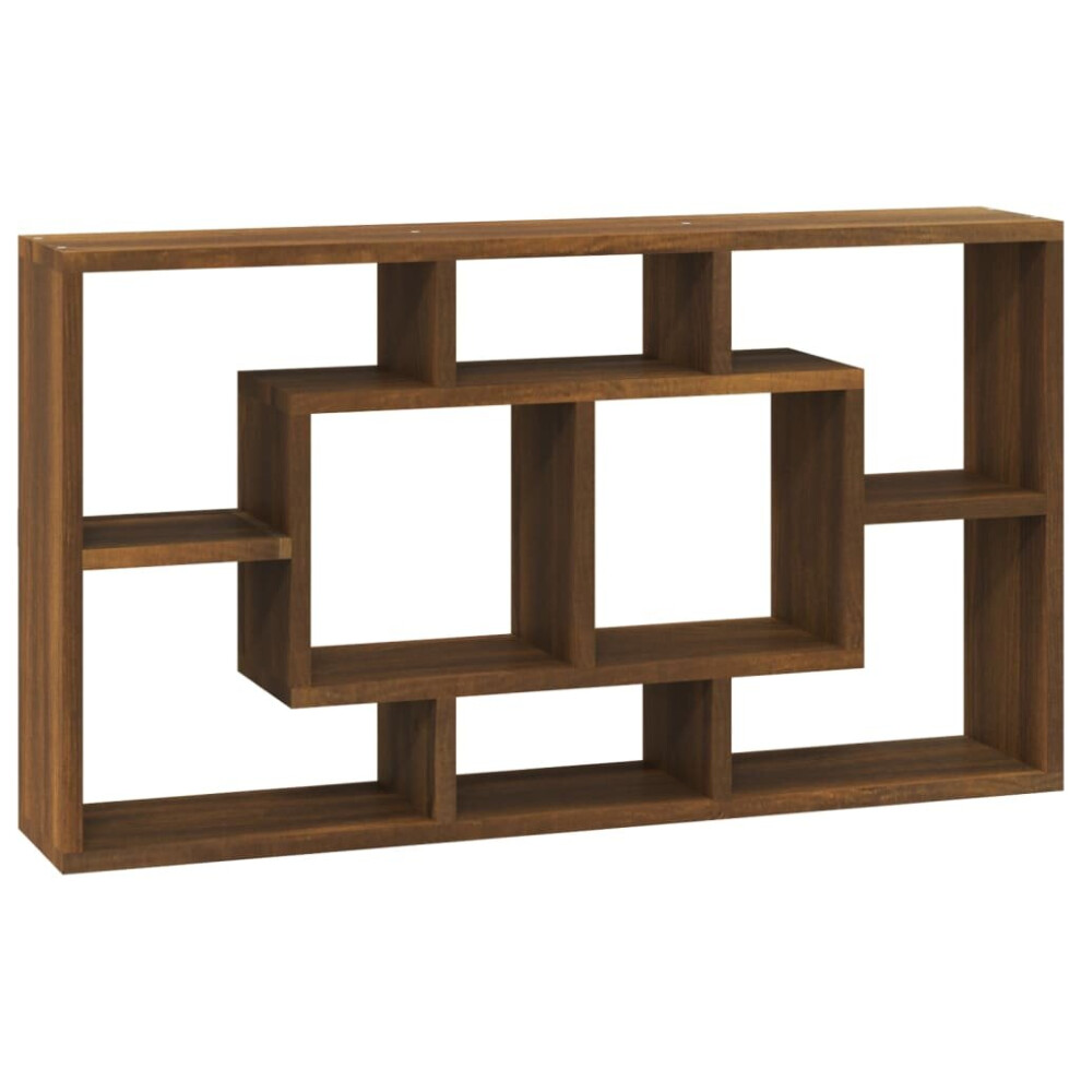 Vidaxl ( Oak) Floating Wall Display Shelf 8 Compartments Hanging Rack Floating Shelf Brown