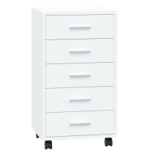 (High gloss white) Office Unit Document Storage Organiser with Castors 5 Drawers Multi Colours