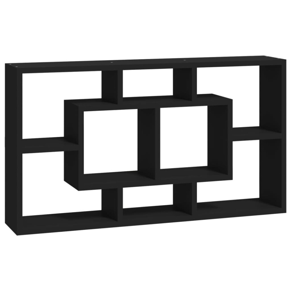 Vidaxl (Black) Floating Wall Display Shelf 8 Compartments Hanging Rack Floating Shelf Black