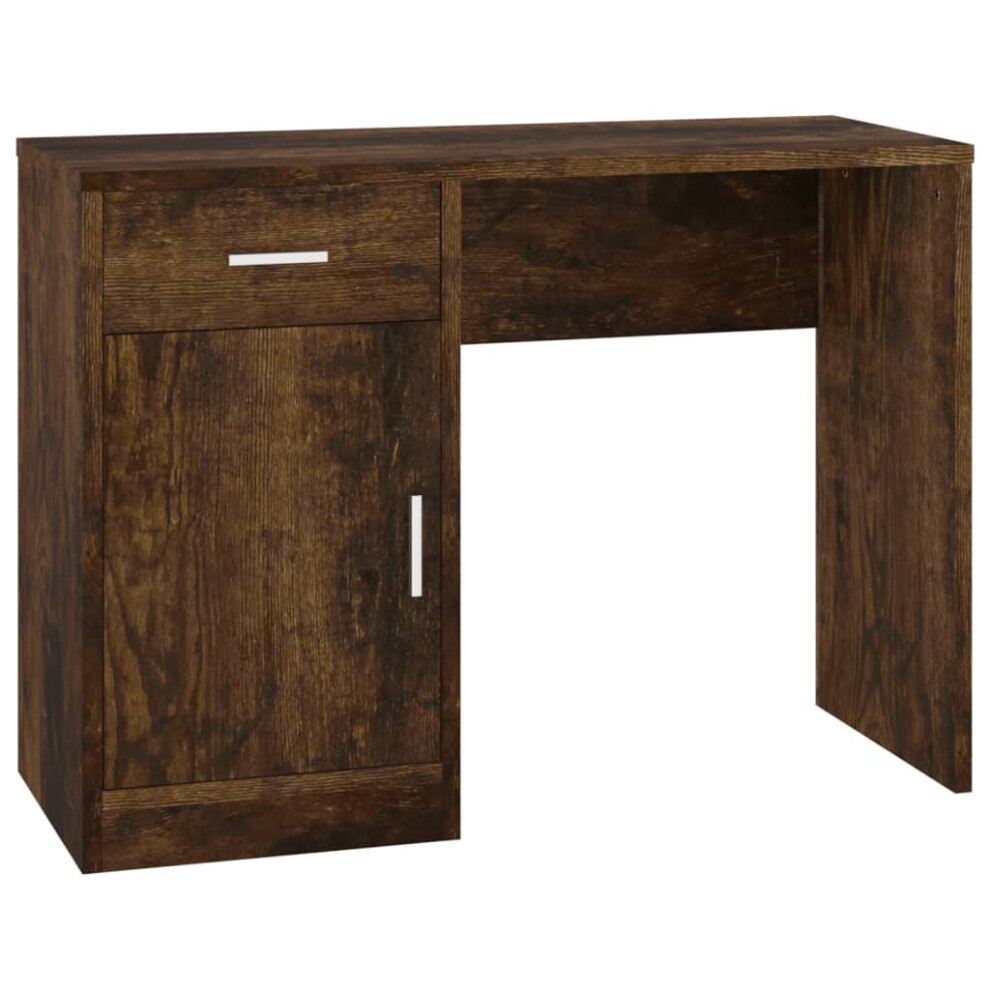 Vidaxl (Smoked Oak) Desk With Drawer And Cabinet 100X40x73cm Pc Writing Table Multi Colours