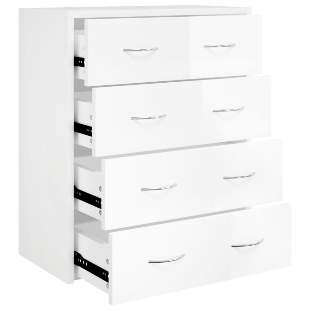 Vidaxl (High Gloss White) Sideboard With 4 Drawers Storage Organiser Cupboard Console Cabinet