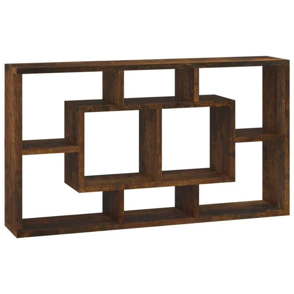 Vidaxl (Smoked Oak) Floating Wall Display Shelf 8 Compartments Hanging Rack Floating Shelf Brown