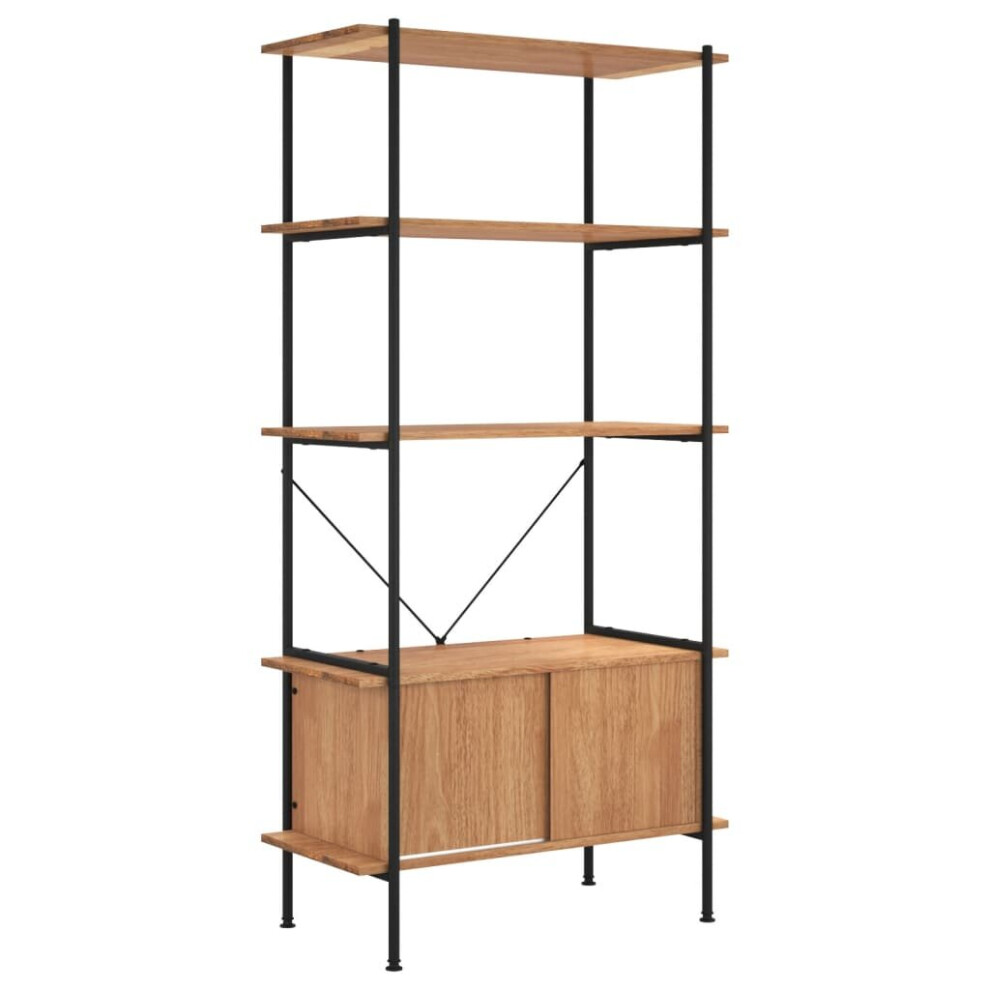 Vidaxl (Light Brown And Black, 80 X 40 X 163 Cm (W X D X H)) Shelving Unit With Cabinet Display Shelf Steel And Engineered Wood