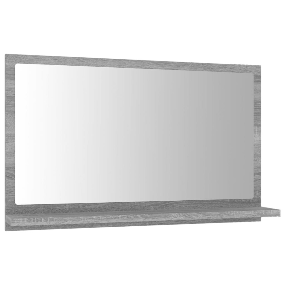 (Grey sonoma, 60 X 10.5 X 37 Cm (W X D X H)) vidaXL Bathroom Mirror Toilet Mirror Washroom Wall Mirror Engineered Wood