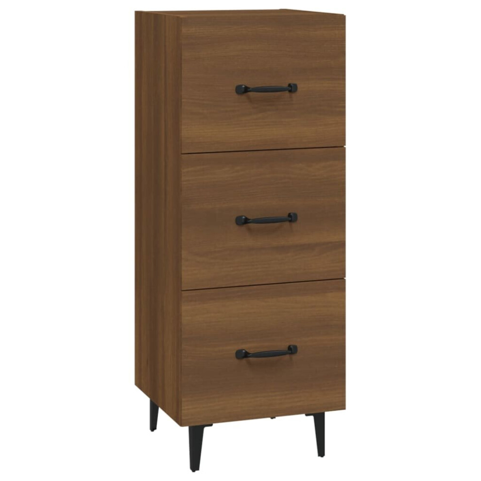 vidaXL Oak Sideboard - 3 Drawers - 90 x 34.5 x 34cm - Brown - Image 3