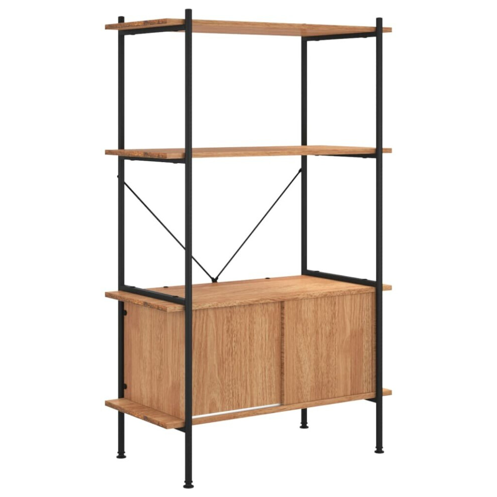 Vidaxl (Light Brown And Black, 80 X 40 X 130 Cm (W X D X H)) Shelving Unit With Cabinet Display Shelf Steel And Engineered Wood