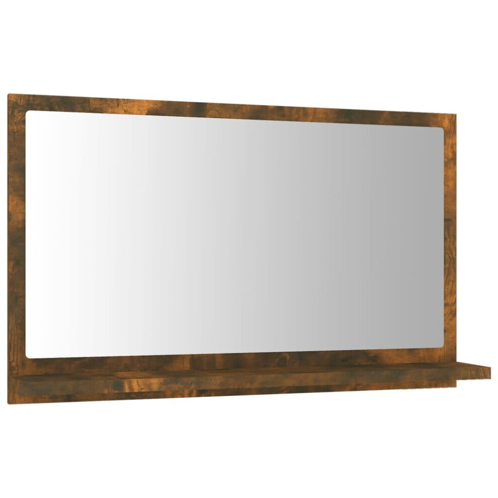 Vidaxl (Smoked Oak, 60 X 10.5 X 37 Cm (W X D X H)) Bathroom Mirror Toilet Mirror Washroom Wall Mirror Engineered Wood