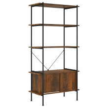 (Dark brown and black, 80 x 40 x 163 cm (W x D x H)) vidaXL Shelving Unit with Cabinet Display Shelf Steel and Engineered Wood