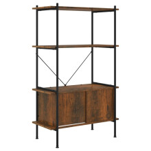 (Dark brown and black, 80 x 40 x 130 cm (W x D x H)) vidaXL Shelving Unit with Cabinet Display Shelf Steel and Engineered Wood