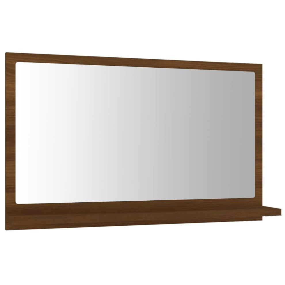 (Brown oak, 60 x 10.5 x 37 cm (W x D x H)) vidaXL Bathroom Mirror Toilet Mirror Washroom Wall Mirror Engineered Wood