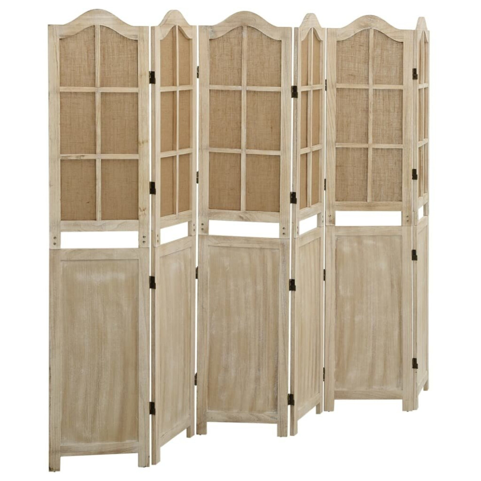 (214 x 165 cm (W x H)) vidaXL 6-Panel Room Divider Brown Fabric Privacy Screen 140x165 cm/214x165 cm