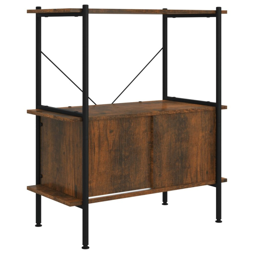 Vidaxl Black,Brown (Dark Brown And Black, 80 X 40 X 92 Cm (W X D X H)) Shelving Unit With Cabinet Display Shelf Steel And Engineered Wood