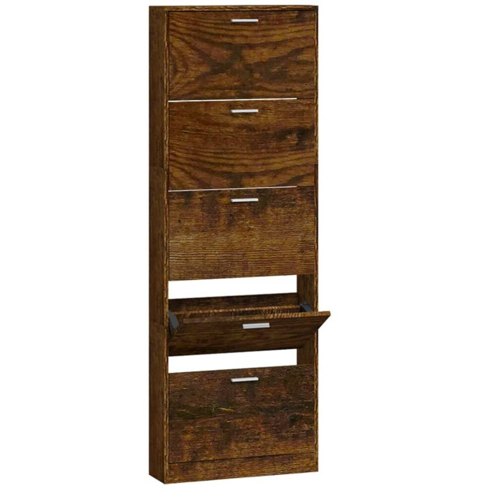 Vidaxl (Smoked Oak, 59 X 17 X 169 Cm (W X D X H)) New Wood Shoe Cabinet 5Drawer Organiser Furniture Multi Colours Multi Sizes