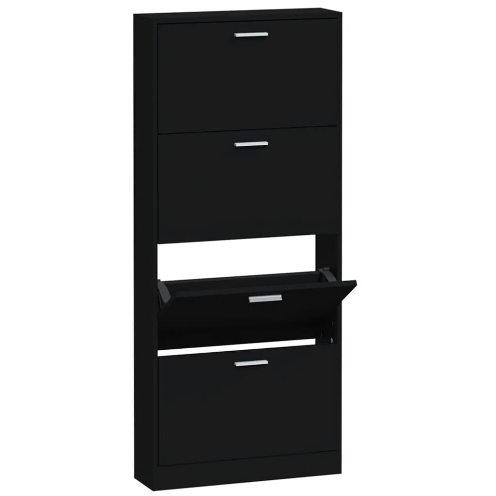 (Black, 59 x 17 x 150 cm (W x D x H)) New Wood Shoe Cabinet 5Drawer Organiser Furniture Multi Colours Multi Sizes