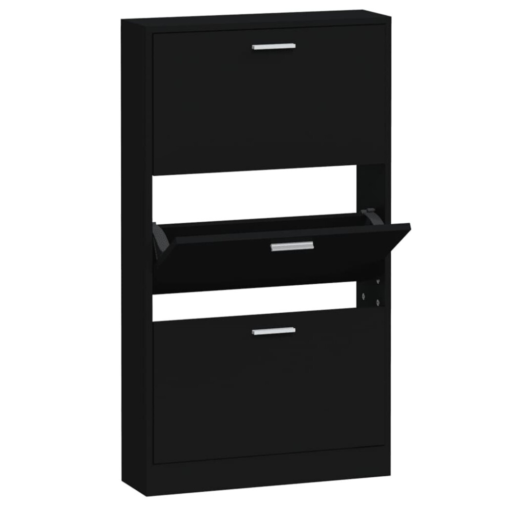 (Black, 59 x 17 x 108 cm (W x D x H)) New Wood Shoe Cabinet 5Drawer Organiser Furniture Multi Colours Multi Sizes