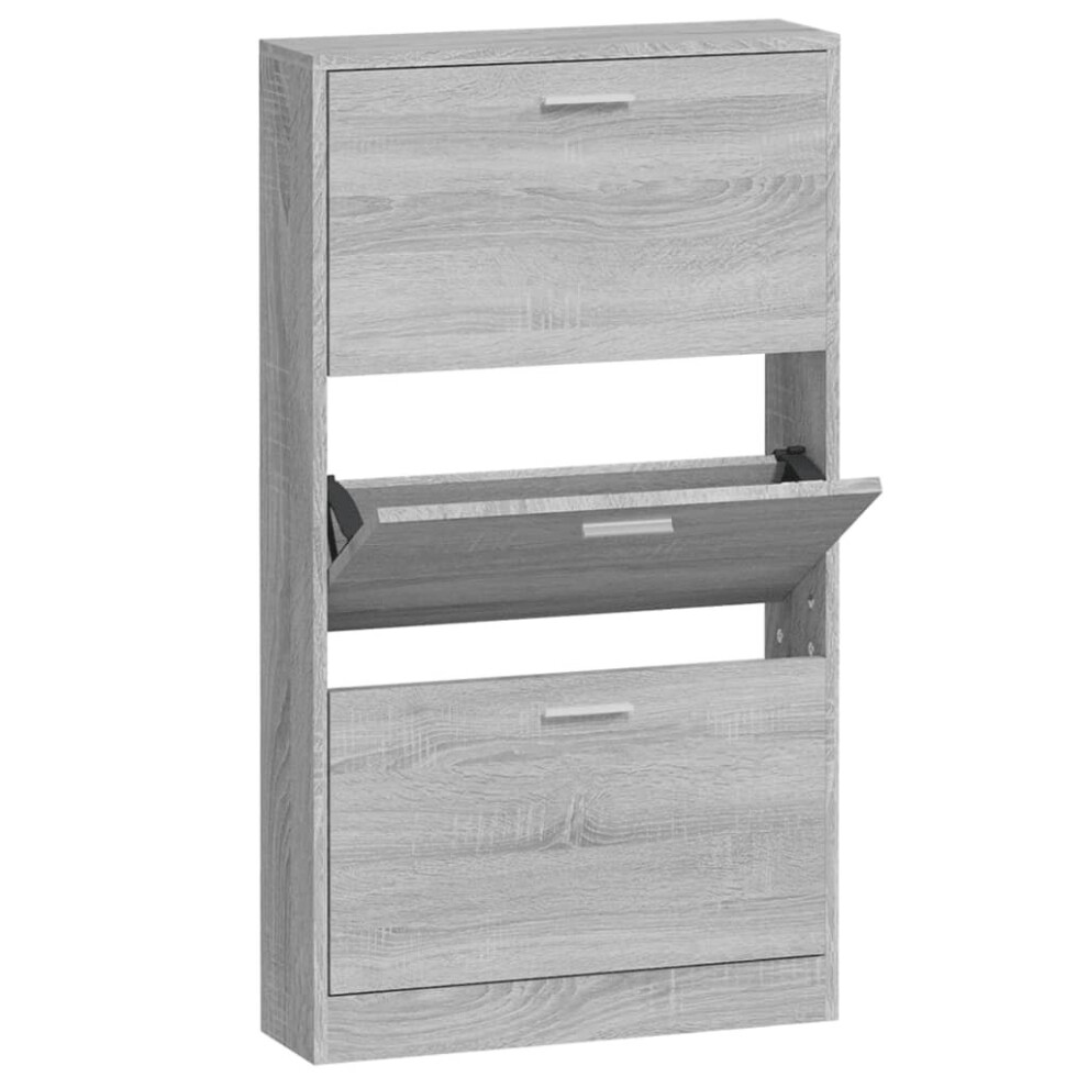 (Grey sonoma, 59 x 17 x 108 cm (W x D x H)) New Wood Shoe Cabinet 5Drawer Organiser Furniture Multi Colours Multi Sizes