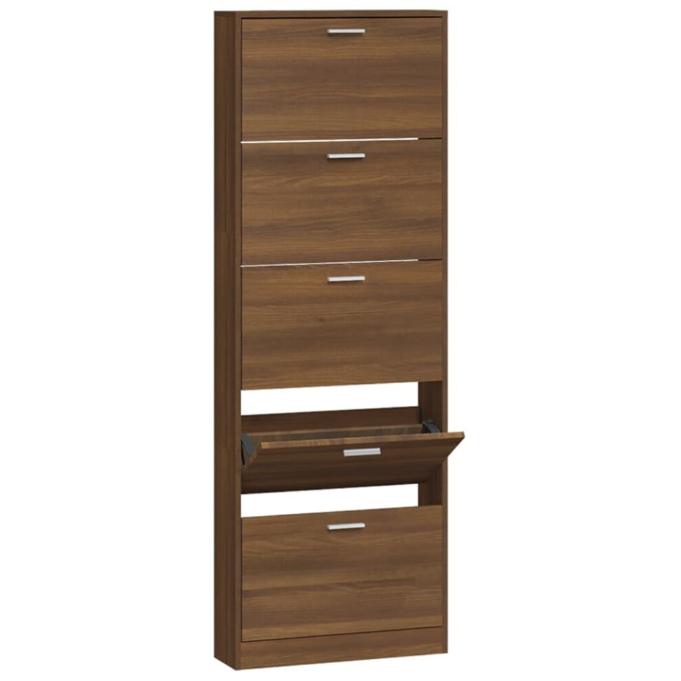Vidaxl (Brown Oak, 59 X 17 X 169 Cm (W X D X H)) New Wood Shoe Cabinet 5Drawer Organiser Furniture Multi Colours Multi Sizes