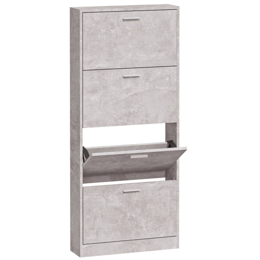 (Concrete grey, 59 x 17 x 150 cm (W x D x H)) New Wood Shoe Cabinet 5Drawer Organiser Furniture Multi Colours Multi Sizes