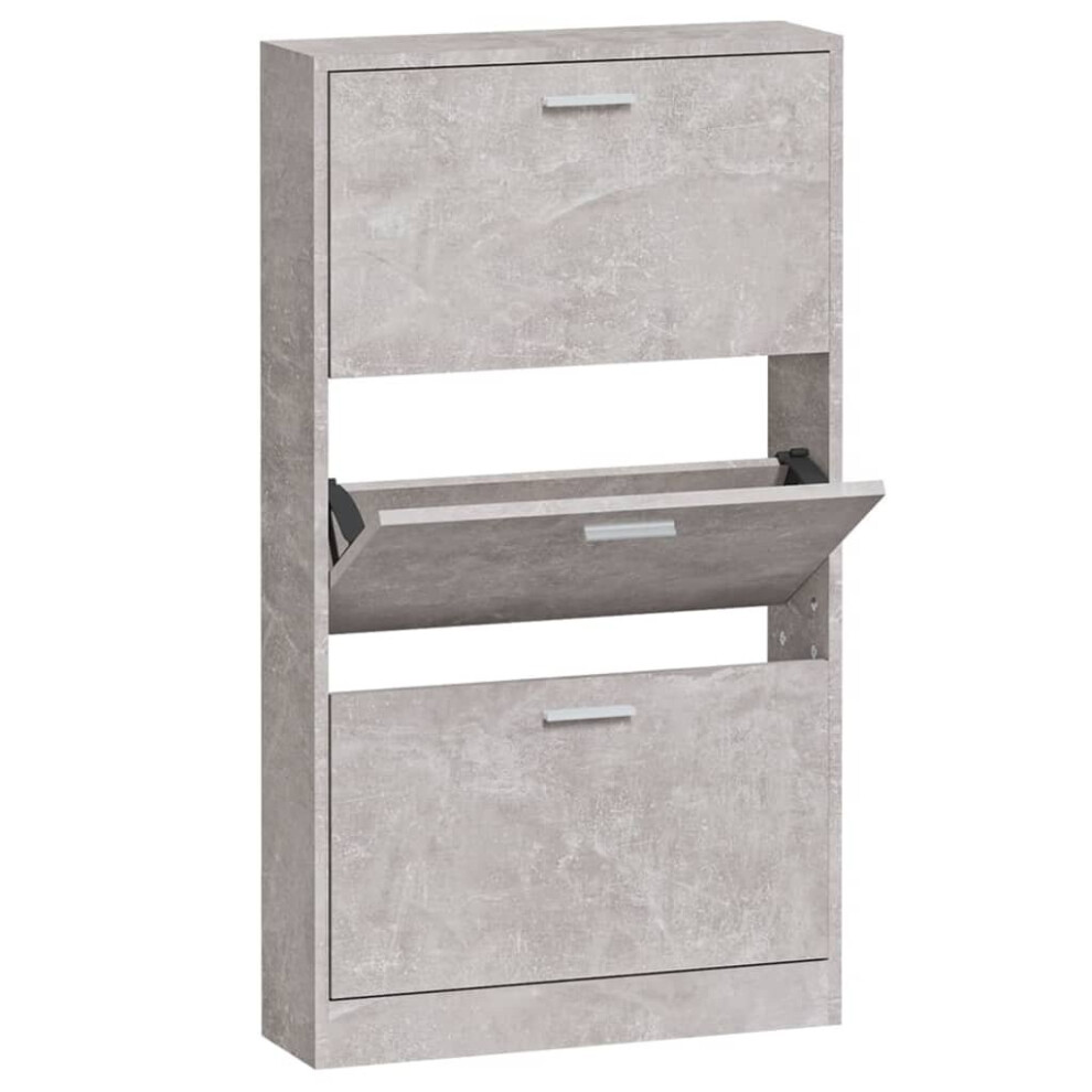 (Concrete grey, 59 x 17 x 108 cm (W x D x H)) New Wood Shoe Cabinet 5Drawer Organiser Furniture Multi Colours Multi Sizes