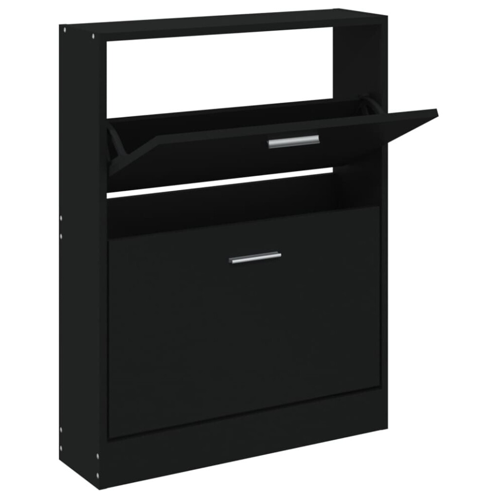 (Black, 59 x 17 x 81 cm (W x D x H)) New Wood Shoe Cabinet 5Drawer Organiser Furniture Multi Colours Multi Sizes