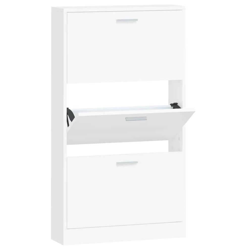 (White, 59 x 17 x 108 cm (W x D x H)) New Wood Shoe Cabinet 5Drawer Organiser Furniture Multi Colours Multi Sizes