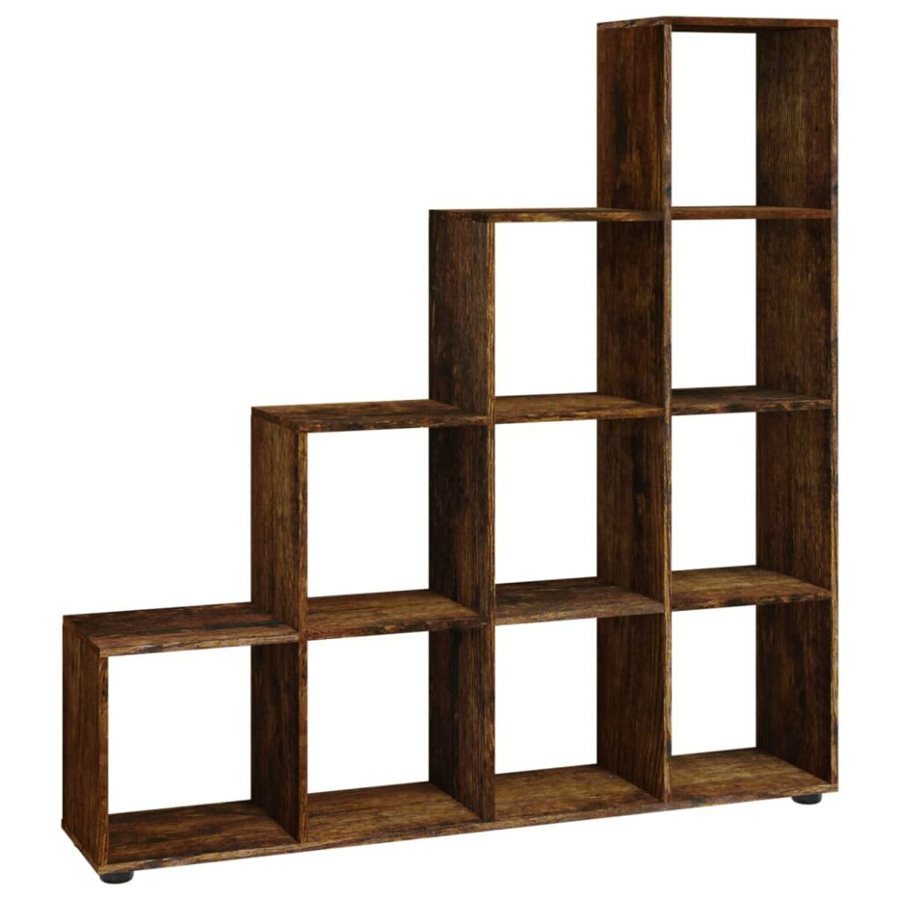 (Smoked oak, 138 x 29 x 142 cm(L x W x H)) vidaXL Staircase Bookcase Book Shelf Storage Rack Bookshelf Engineered Wood